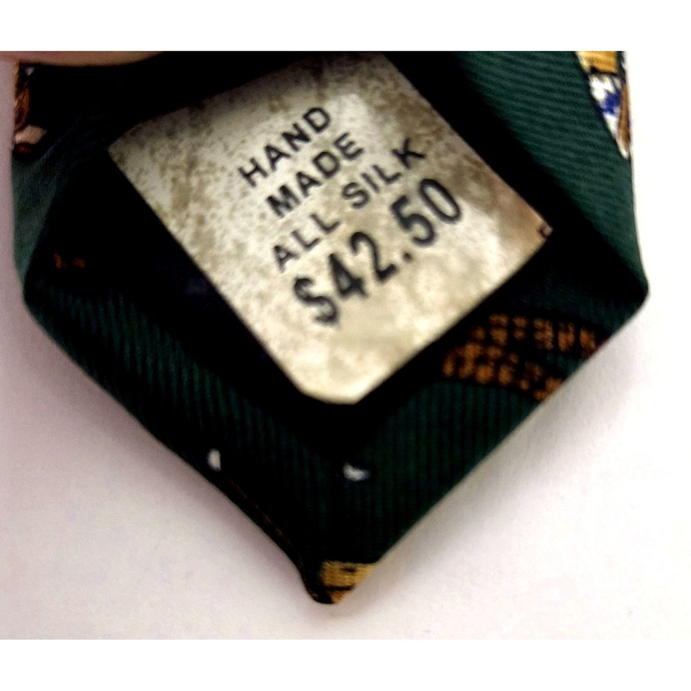 Umberto Bossi Necktie Vintage Golfers Evergreen/Gold/Burg Roma Milano Silk Tie - Picture 10 of 10